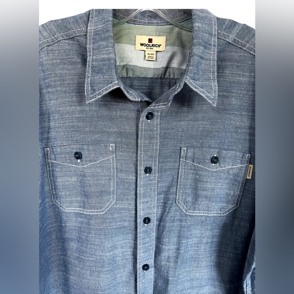 Woolrich Mens Button Front Pockets Short Sleeve Blue Lightweight Shirt XL - Picture 3 of 8